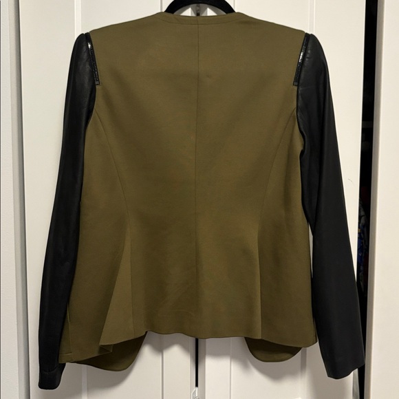 [Theory] Yaisa Pryor Mixed Media Leather Long-Sleeve Open Front Jacket Women’s M - Picture 7 of 12